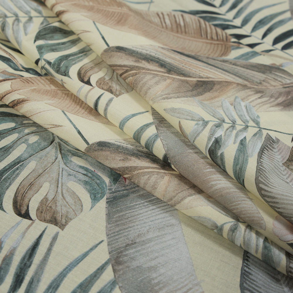 Cotton Voile - Yellow Tropical Leaves - Efficacy of Contentment Print - Mood Exclusive Key Largo Collection Cotton Voile - Yellow Tropical Leaves - Efficacy of Contentment Print - Mood Exclusive Key Largo Collection