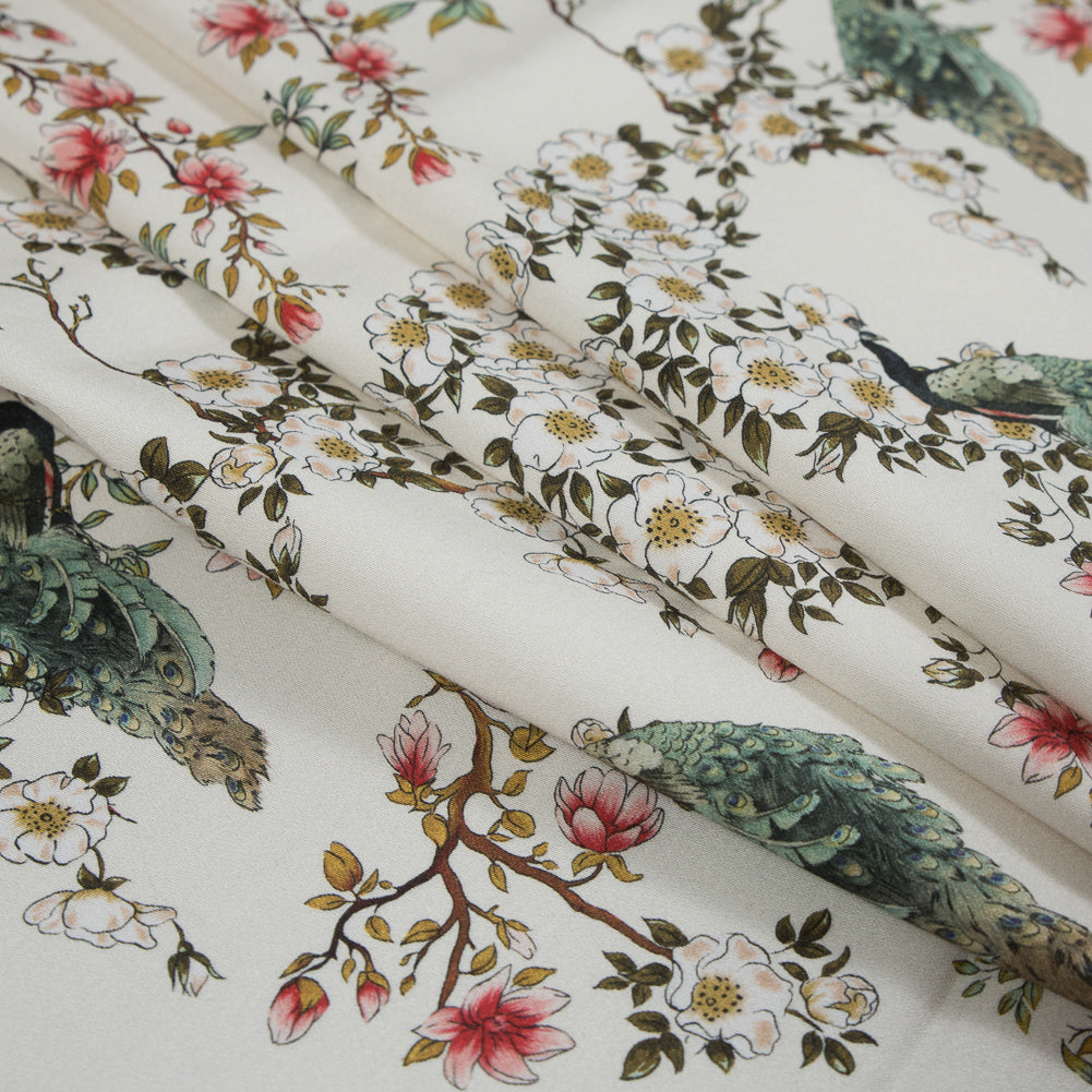 Stretch Cotton Sateen - White Floral - Dignity of Enlightenment Print - Mood Exclusive Key Largo Collection Stretch Cotton Sateen - White Floral - Dignity of Enlightenment Print - Mood Exclusive Key Largo Collection
