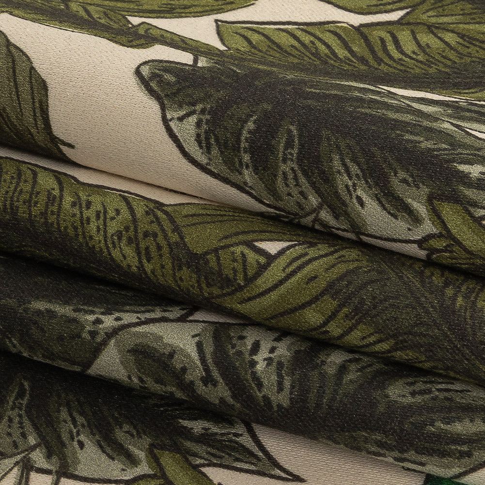 Stretch Cotton Sateen - Green Foliage - Botanical Curiosity Print - Mood Exclusive Key Largo Collection Stretch Cotton Sateen - Green Foliage - Botanical Curiosity Print - Mood Exclusive Key Largo Collection