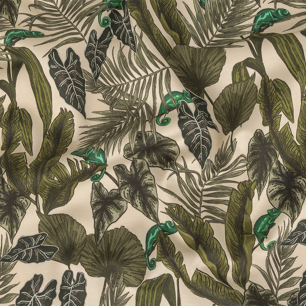 Stretch Cotton Sateen - Green Foliage - Botanical Curiosity Print - Mood Exclusive Key Largo Collection Stretch Cotton Sateen - Green Foliage - Botanical Curiosity Print - Mood Exclusive Key Largo Collection