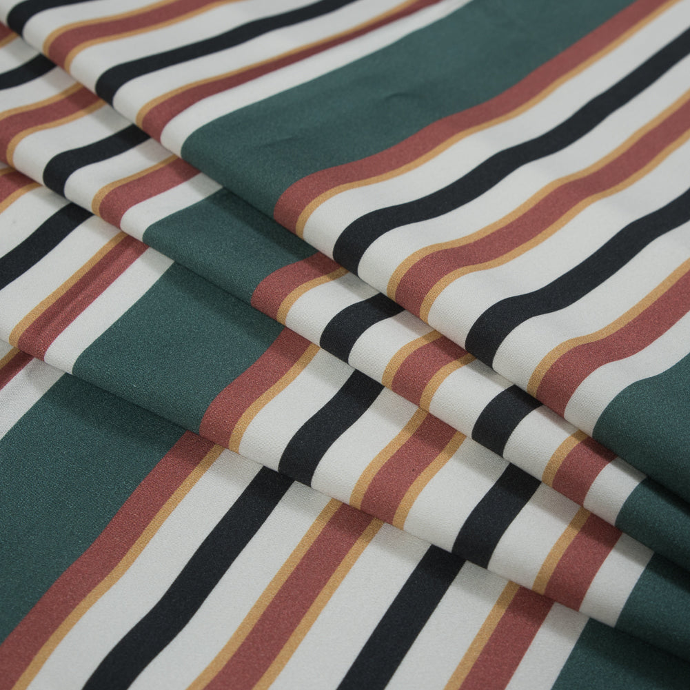 Stretch Cotton Sateen - Green and Brown Stripes - Reverence of Youth Print - Mood Exclusive Key Largo Collection Stretch Cotton Sateen - Green and Brown Stripes - Reverence of Youth Print - Mood Exclusive Key Largo Collection