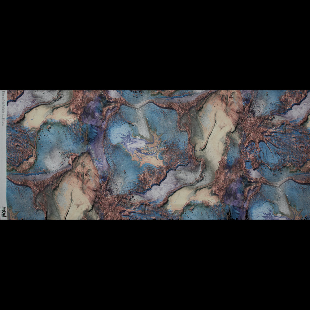 Stretch Cotton Sateen - Blue Abstract - Balance of Peace Print - Mood Exclusive Key Largo Collection Stretch Cotton Sateen - Blue Abstract - Balance of Peace Print - Mood Exclusive Key Largo Collection