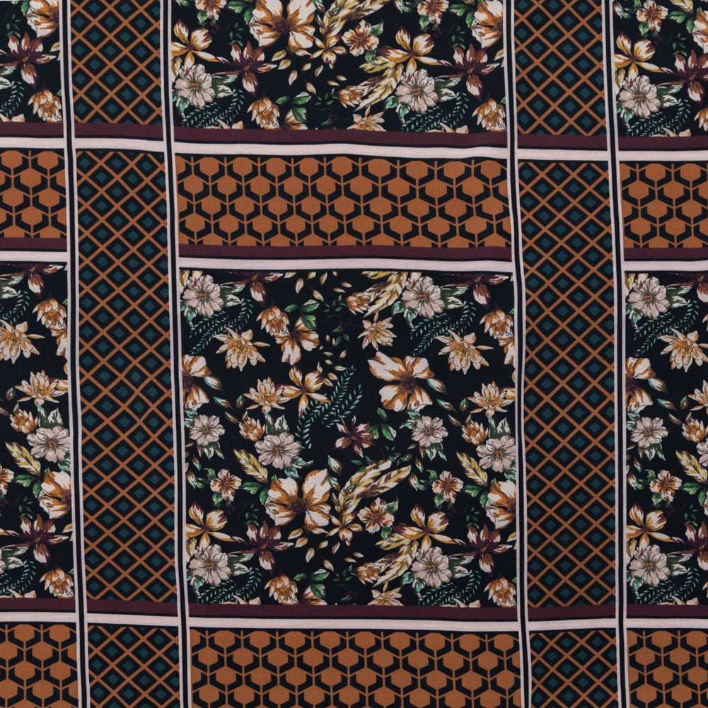 Stretch Polyester Crepe - Lattice Checks and Florals - Cidermaker's Window Print - Mood Exclusive Harvest Collection Stretch Polyester Crepe - Lattice Checks and Florals - Cidermaker's Window Print - Mood Exclusive Harvest Collection