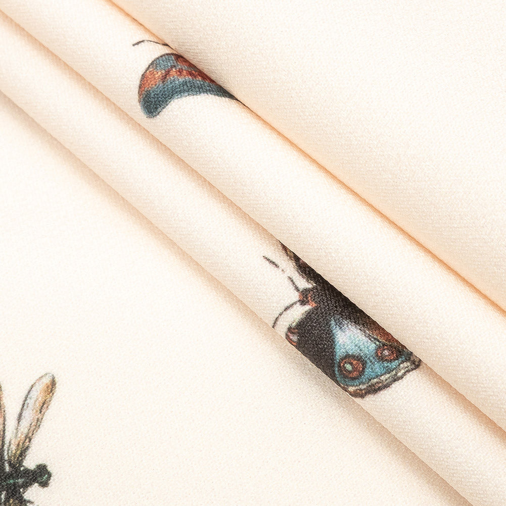 Stretch Polyester Crepe - Cream Insects - Butterfly Effect Print - Mood Exclusive Harvest Collection Stretch Polyester Crepe - Cream Insects - Butterfly Effect Print - Mood Exclusive Harvest Collection
