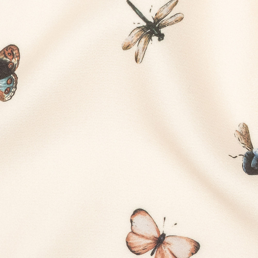 Stretch Polyester Crepe - Cream Insects - Butterfly Effect Print - Mood Exclusive Harvest Collection Stretch Polyester Crepe - Cream Insects - Butterfly Effect Print - Mood Exclusive Harvest Collection