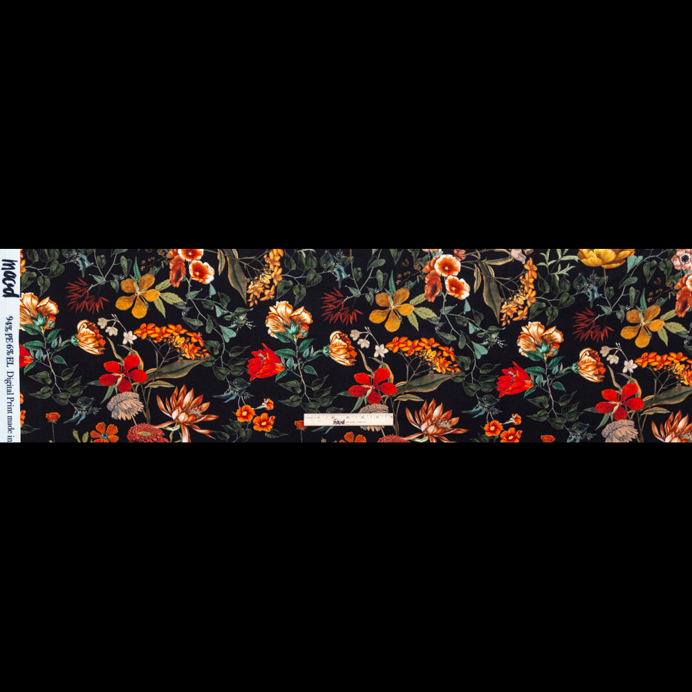 Stretch Polyester Crepe - Black Floral - Garden of Earthly Delights Print - Mood Exclusive Harvest Collection Stretch Polyester Crepe - Black Floral - Garden of Earthly Delights Print - Mood Exclusive Harvest Collection