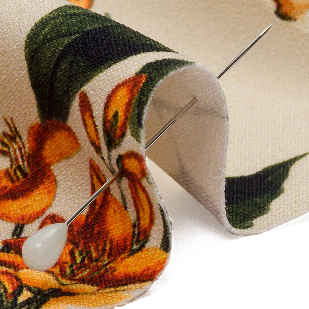 Stretch Polyester Crepe - Beige Floral - Garden of Earthly Delights Print - Mood Exclusive Harvest Collection Stretch Polyester Crepe - Beige Floral - Garden of Earthly Delights Print - Mood Exclusive Harvest Collection