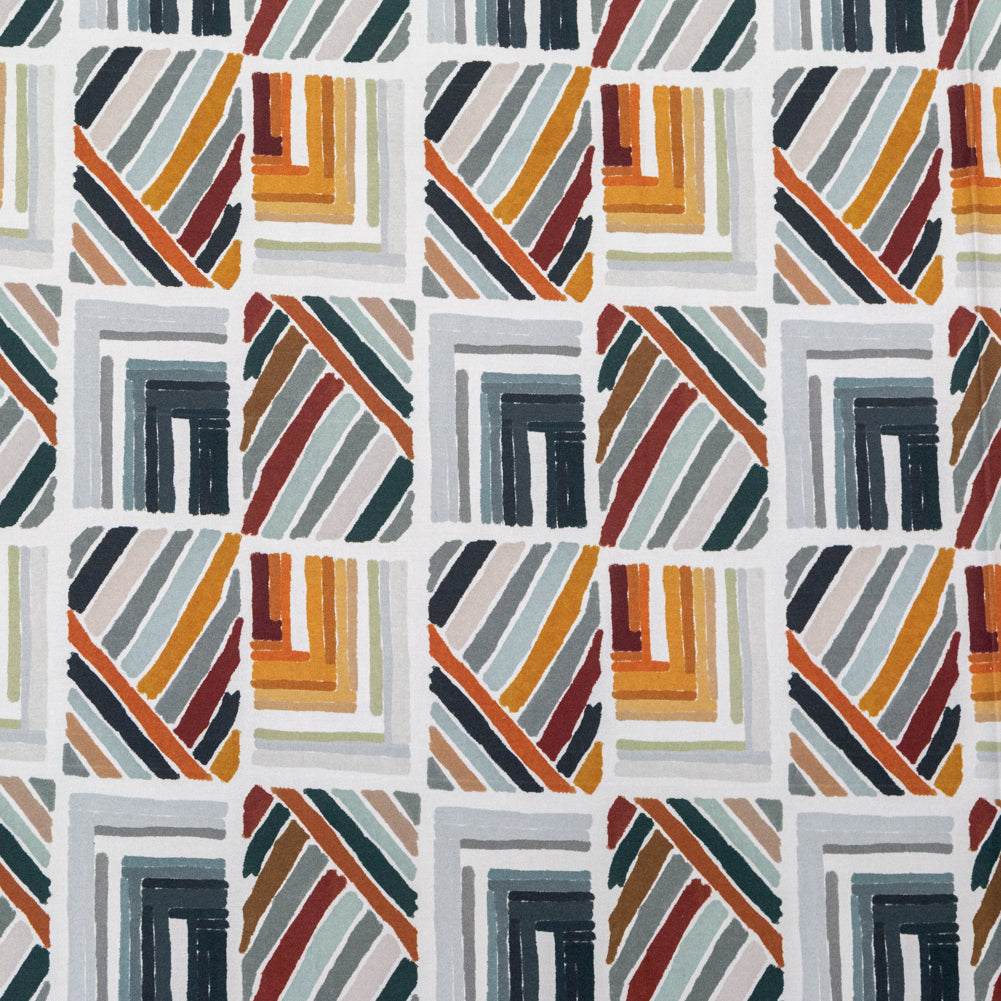 Stretch Cotton Sateen - Orange and Gray Geometric - Harvest Hayride Print - Mood Exclusive Harvest Collection Stretch Cotton Sateen - Orange and Gray Geometric - Harvest Hayride Print - Mood Exclusive Harvest Collection