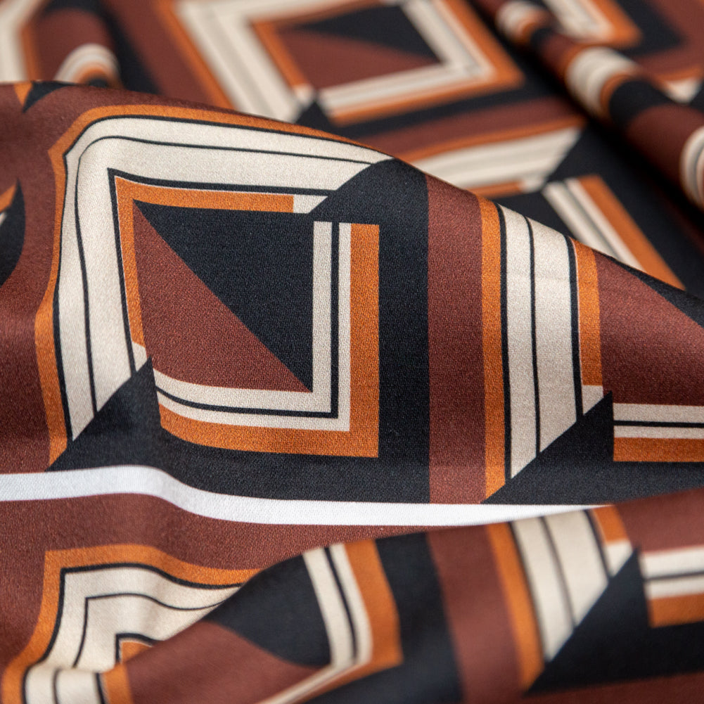 Stretch Cotton Sateen - Brown Geometric Squares - Corn Maze Print - Mood Exclusive Harvest Collection Stretch Cotton Sateen - Brown Geometric Squares - Corn Maze Print - Mood Exclusive Harvest Collection