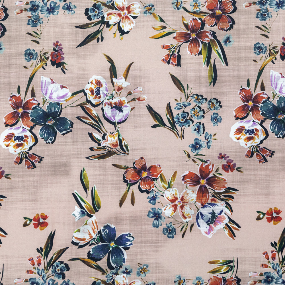 Stretch Cotton Sateen - Beige Floral - New Americana Print - Mood Exclusive Harvest Collection Stretch Cotton Sateen - Beige Floral - New Americana Print - Mood Exclusive Harvest Collection