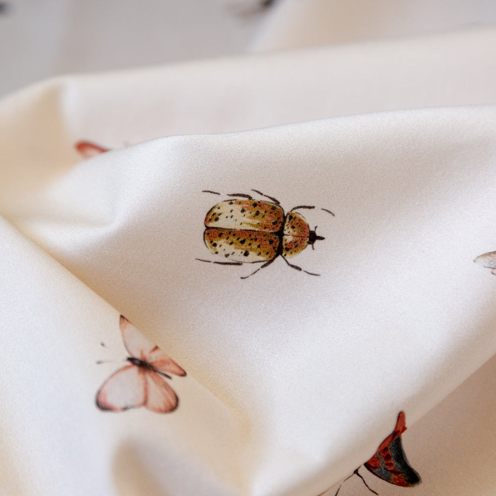 Stretch Cotton Sateen - Cream Insects - Butterfly Effect Print - Mood Exclusive Harvest Collection Stretch Cotton Sateen - Cream Insects - Butterfly Effect Print - Mood Exclusive Harvest Collection