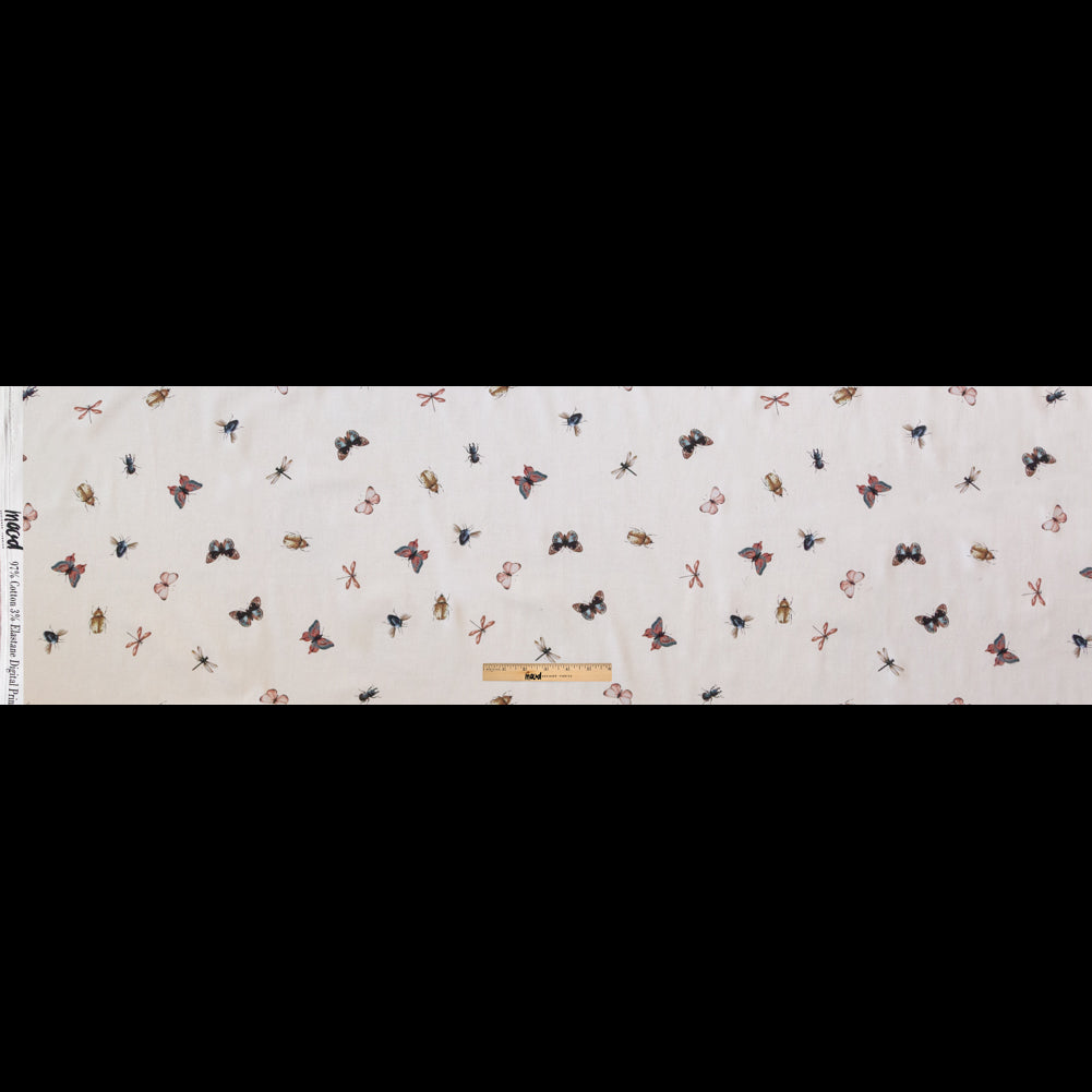 Stretch Cotton Sateen - Cream Insects - Butterfly Effect Print - Mood Exclusive Harvest Collection Stretch Cotton Sateen - Cream Insects - Butterfly Effect Print - Mood Exclusive Harvest Collection