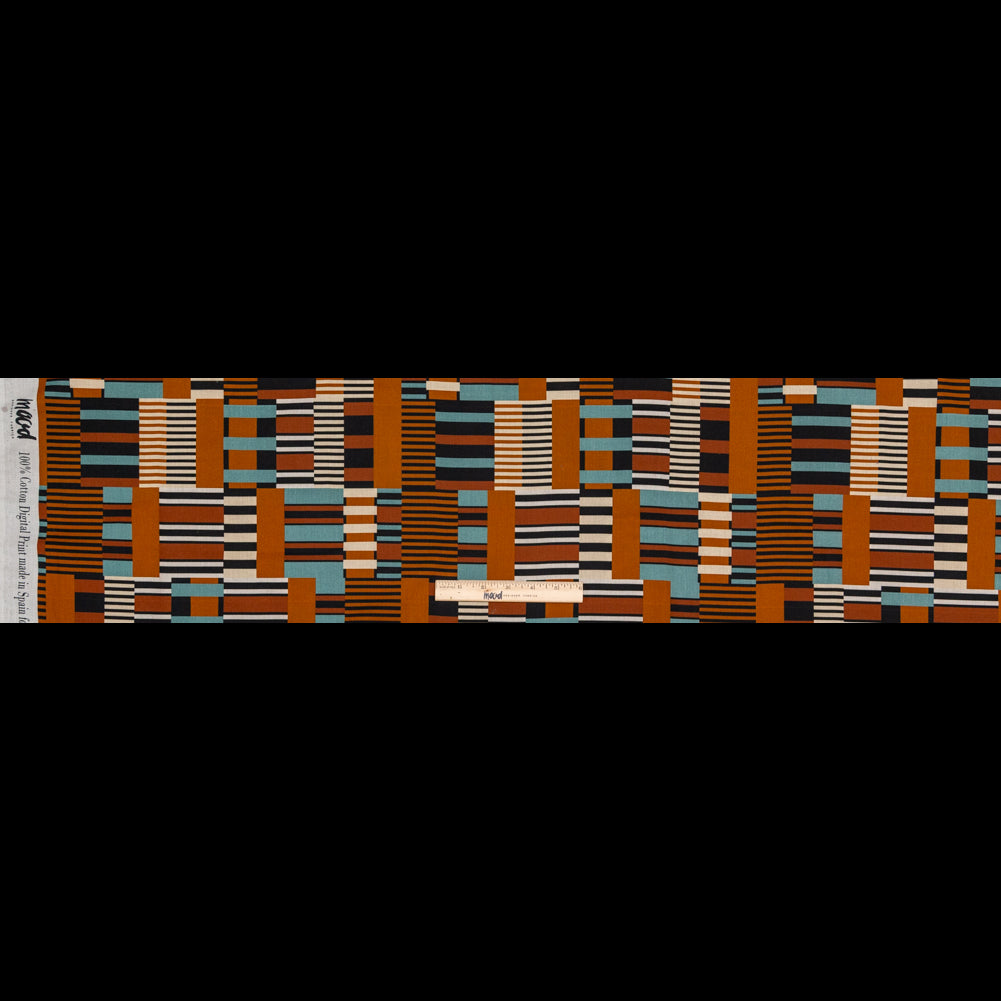 Cotton Voile - Blue and Brown Geometric - Kernel of Truth Print - Mood Exclusive Harvest Collection Cotton Voile - Blue and Brown Geometric - Kernel of Truth Print - Mood Exclusive Harvest Collection