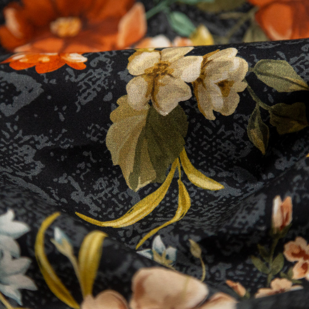 Cotton Voile - Black and Red Floral - Garden of Eden Print - Mood Exclusive Harvest Collection Cotton Voile - Black and Red Floral - Garden of Eden Print - Mood Exclusive Harvest Collection