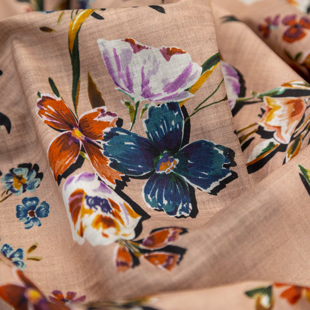 Cotton Voile - Beige Floral - New Americana Print - Mood Exclusive Harvest Collection