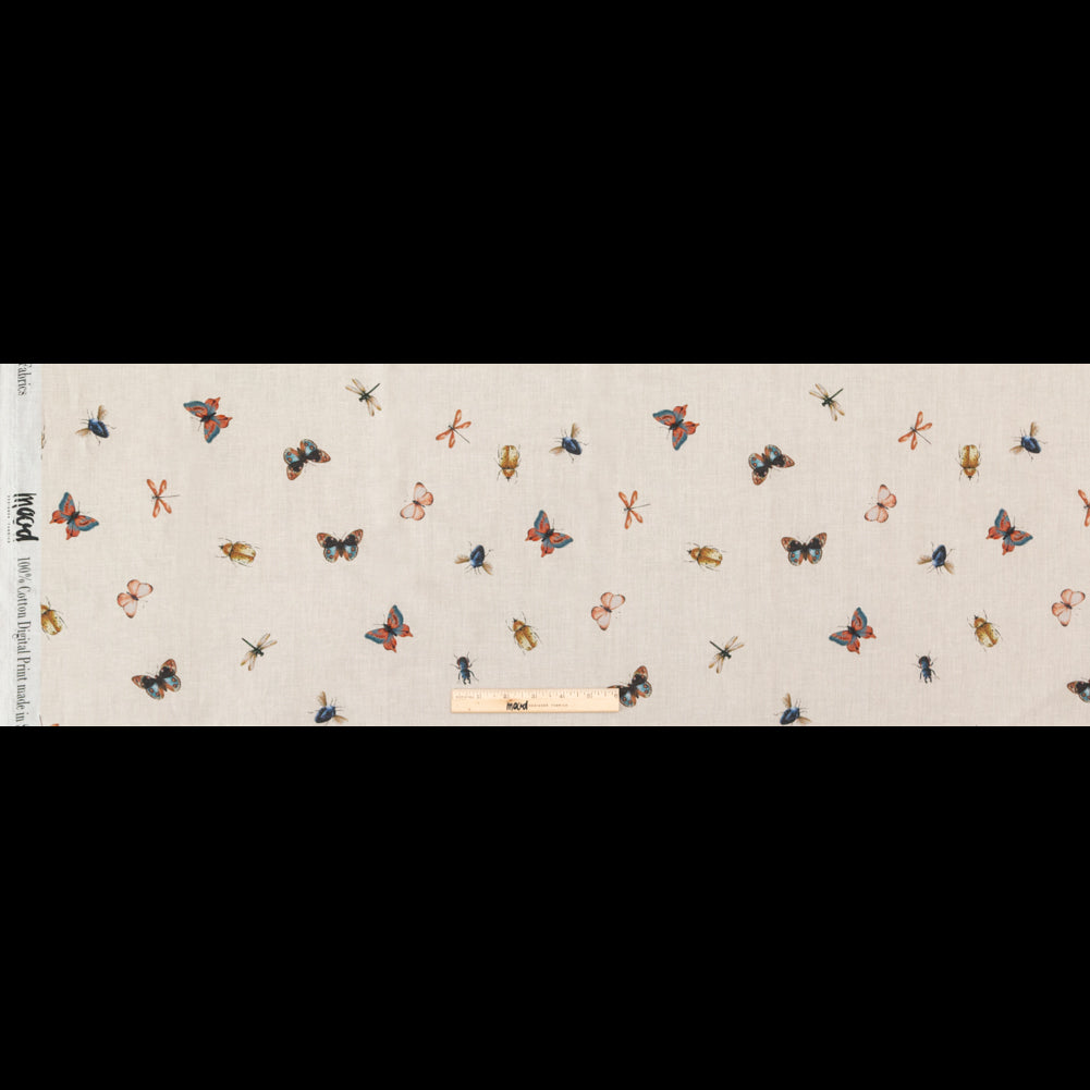 Cotton Voile - Cream Insects - Butterfly Effect Print - Mood Exclusive Harvest Collection Cotton Voile - Cream Insects - Butterfly Effect Print - Mood Exclusive Harvest Collection