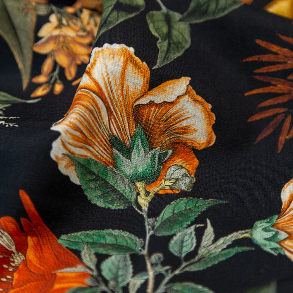 Cotton Voile - Black Floral - Garden of Earthly Delights Print - Mood Exclusive Harvest Collection Cotton Voile - Black Floral - Garden of Earthly Delights Print - Mood Exclusive Harvest Collection