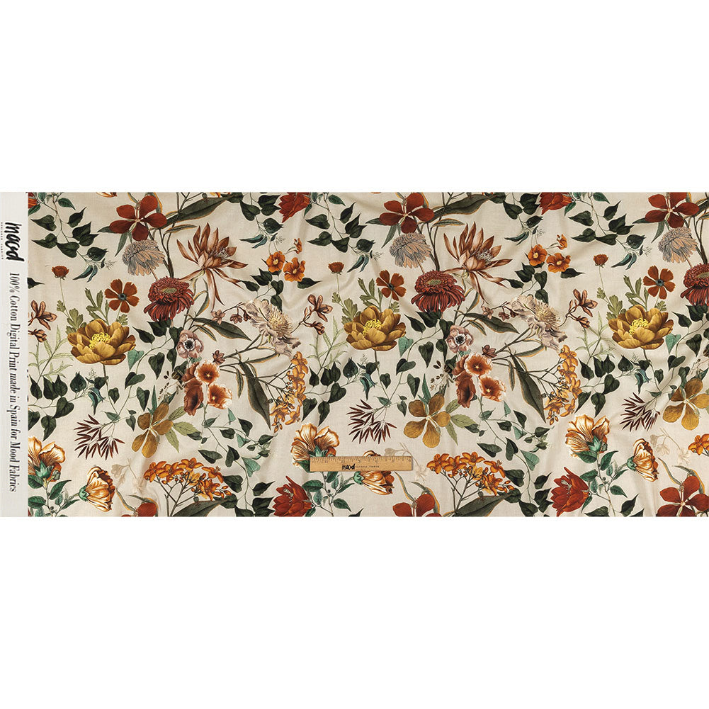 Cotton Voile - Beige Floral - Garden of Earthly Delights Print - Mood Exclusive Harvest Collection Cotton Voile - Beige Floral - Garden of Earthly Delights Print - Mood Exclusive Harvest Collection