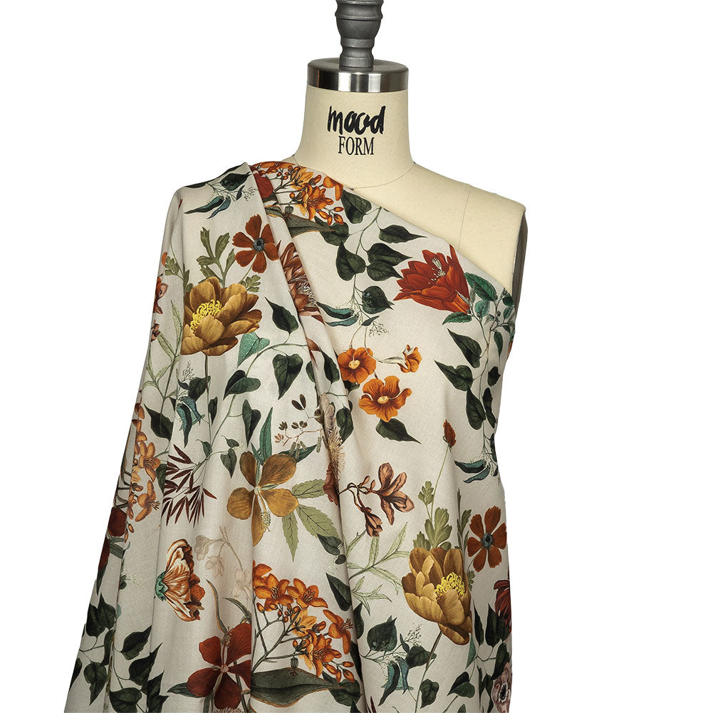 Cotton Voile - Beige Floral - Garden of Earthly Delights Print - Mood Exclusive Harvest Collection Cotton Voile - Beige Floral - Garden of Earthly Delights Print - Mood Exclusive Harvest Collection