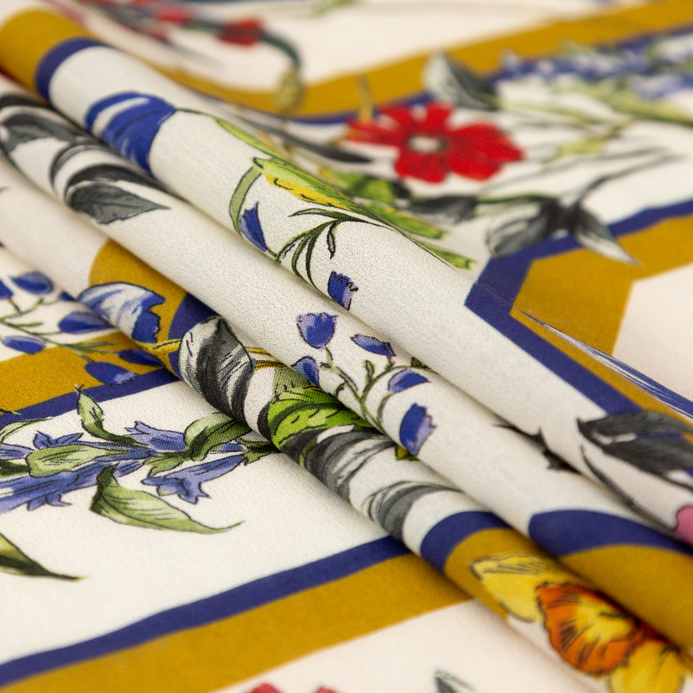 Cotton Voile - White and Gold Framed Florals - Parfumerie Gardens Print - Mood Exclusive St. Tropez Collection Cotton Voile - White and Gold Framed Florals - Parfumerie Gardens Print - Mood Exclusive St. Tropez Collection