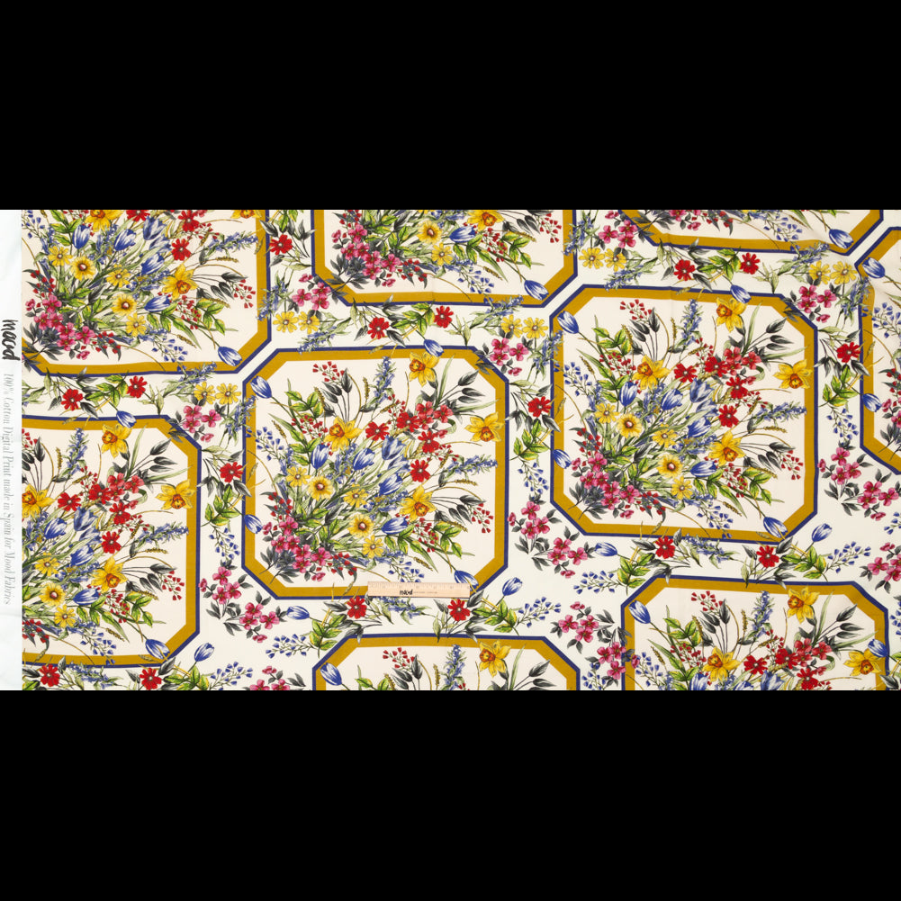 Cotton Voile - White and Gold Framed Florals - Parfumerie Gardens Print - Mood Exclusive St. Tropez Collection Cotton Voile - White and Gold Framed Florals - Parfumerie Gardens Print - Mood Exclusive St. Tropez Collection