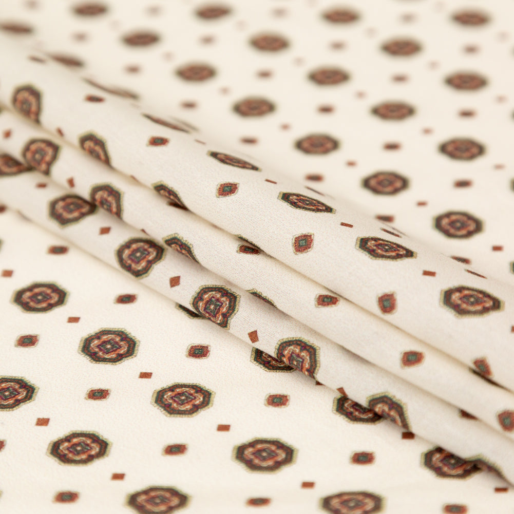Cotton Voile - White and Brown Medallions - Gemstone Carnations Print - Mood Exclusive St. Tropez Collection Cotton Voile - White and Brown Medallions - Gemstone Carnations Print - Mood Exclusive St. Tropez Collection