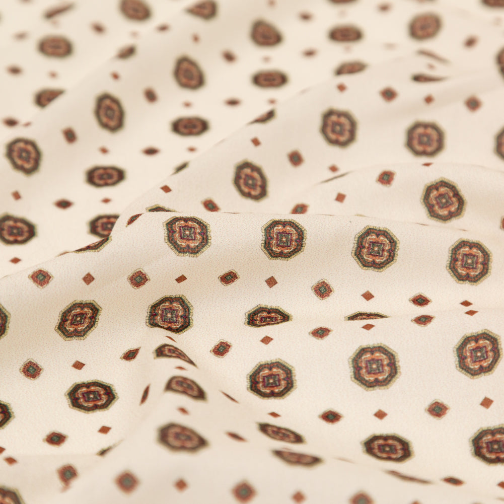 Cotton Voile - White and Brown Medallions - Gemstone Carnations Print - Mood Exclusive St. Tropez Collection Cotton Voile - White and Brown Medallions - Gemstone Carnations Print - Mood Exclusive St. Tropez Collection