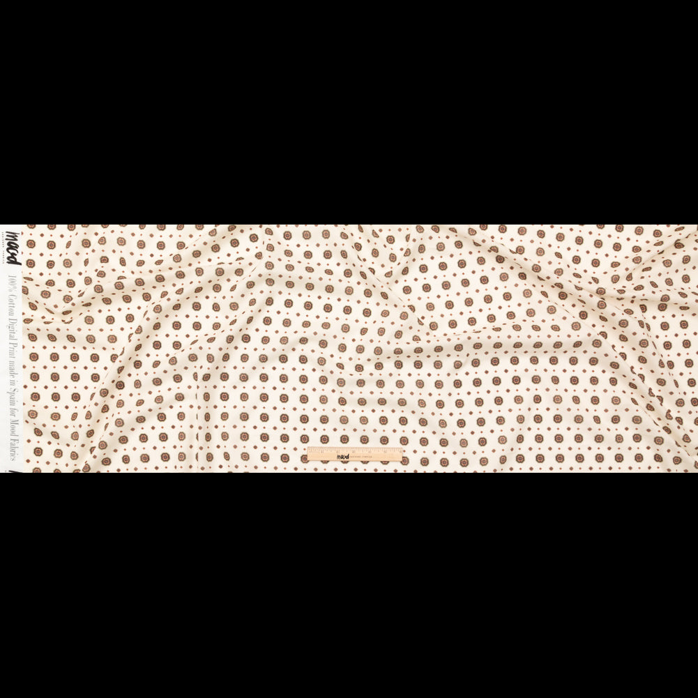 Cotton Voile - White and Brown Medallions - Gemstone Carnations Print - Mood Exclusive St. Tropez Collection Cotton Voile - White and Brown Medallions - Gemstone Carnations Print - Mood Exclusive St. Tropez Collection