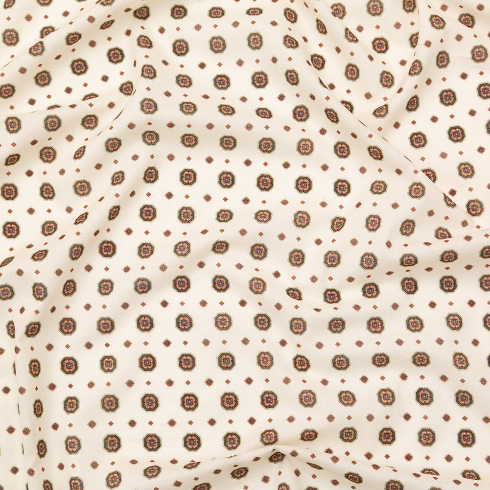 Cotton Voile - White and Brown Medallions - Gemstone Carnations Print - Mood Exclusive St. Tropez Collection Cotton Voile - White and Brown Medallions - Gemstone Carnations Print - Mood Exclusive St. Tropez Collection