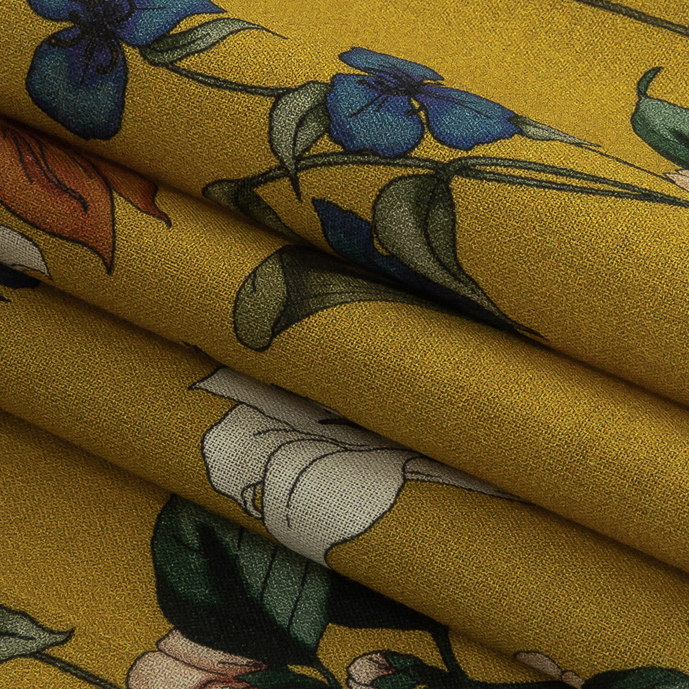 Cotton Voile - Yellow Floral - Mediterranean Dreams Print - Mood Exclusive St. Tropez Collection Cotton Voile - Yellow Floral - Mediterranean Dreams Print - Mood Exclusive St. Tropez Collection