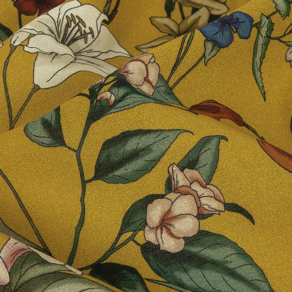 Cotton Voile - Yellow Floral - Mediterranean Dreams Print - Mood Exclusive St. Tropez Collection Cotton Voile - Yellow Floral - Mediterranean Dreams Print - Mood Exclusive St. Tropez Collection