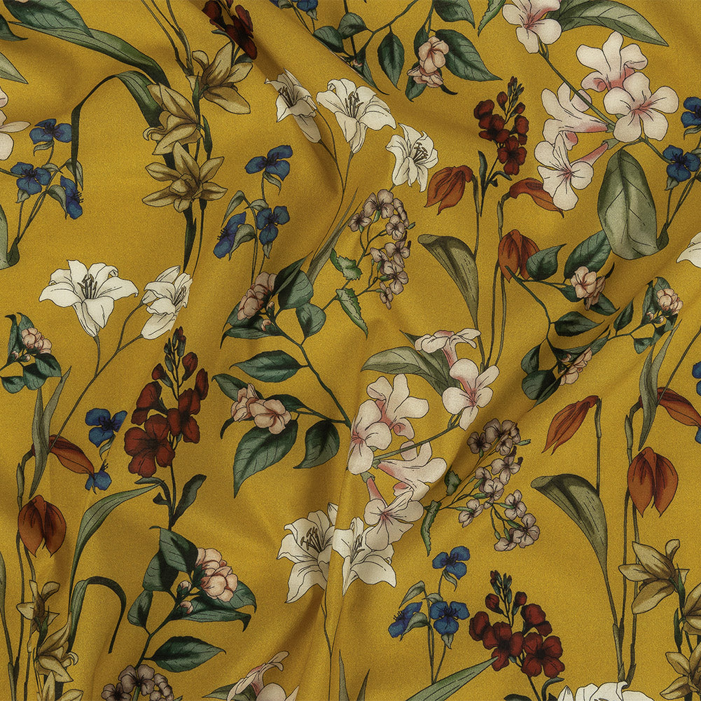 Cotton Voile - Yellow Floral - Mediterranean Dreams Print - Mood Exclusive St. Tropez Collection Cotton Voile - Yellow Floral - Mediterranean Dreams Print - Mood Exclusive St. Tropez Collection