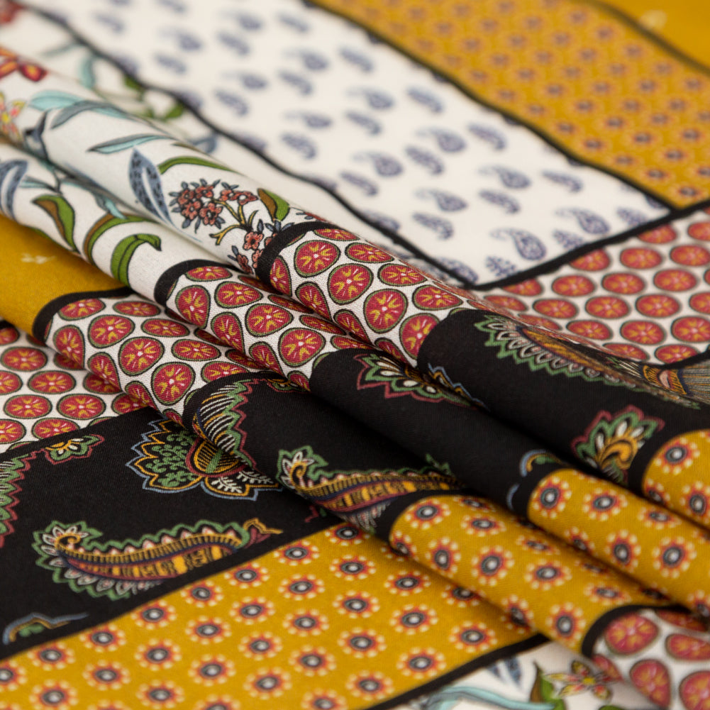 Cotton Voile - Yellow and Red Floral Patchwork - Paisley Patches Print - Mood Exclusive St. Tropez Collection Cotton Voile - Yellow and Red Floral Patchwork - Paisley Patches Print - Mood Exclusive St. Tropez Collection