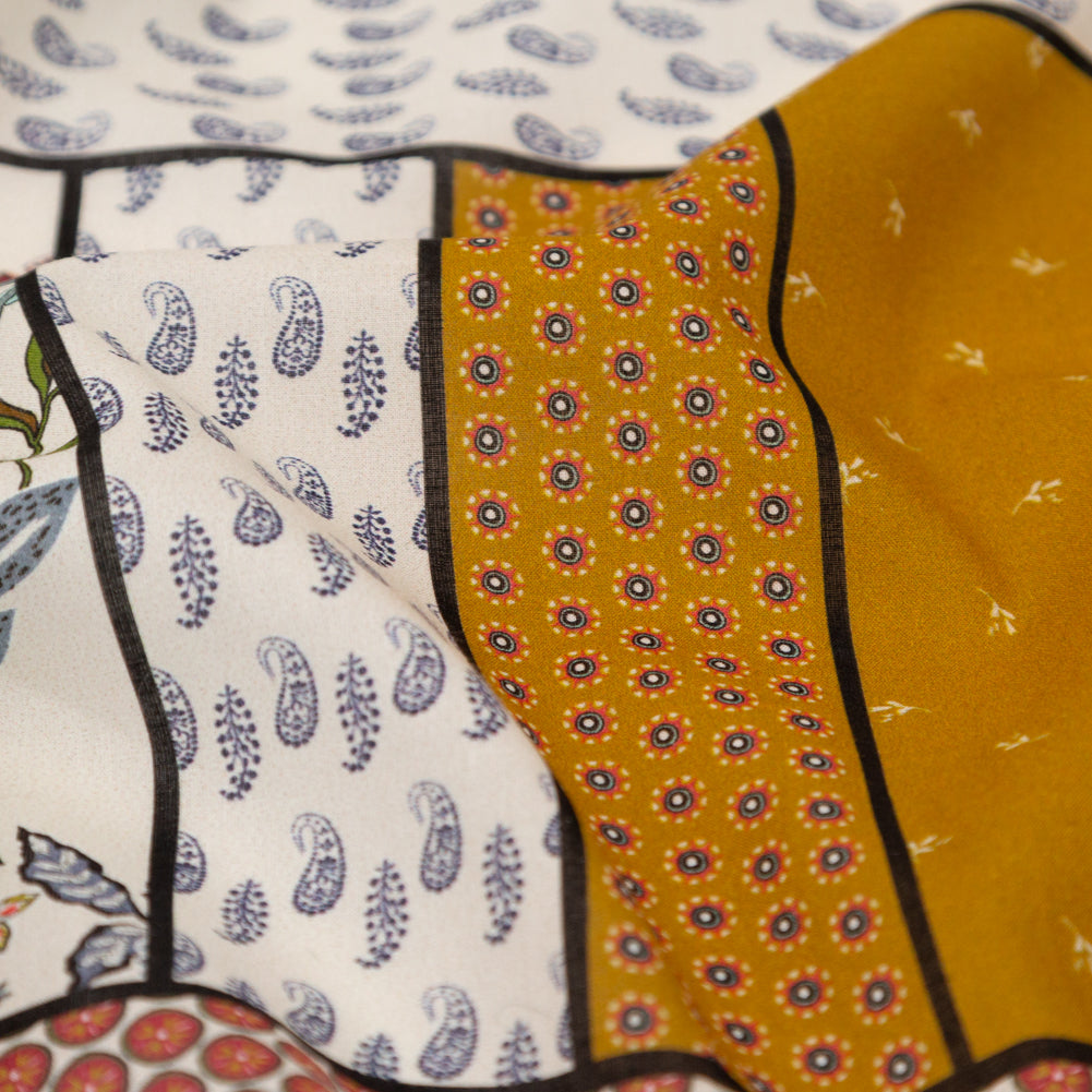 Cotton Voile - Yellow and Red Floral Patchwork - Paisley Patches Print - Mood Exclusive St. Tropez Collection Cotton Voile - Yellow and Red Floral Patchwork - Paisley Patches Print - Mood Exclusive St. Tropez Collection
