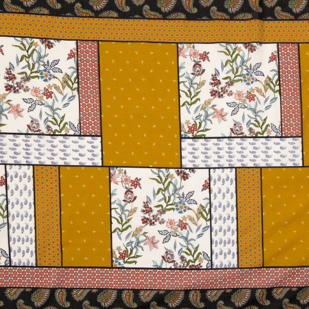Cotton Voile - Yellow and Red Floral Patchwork - Paisley Patches Print - Mood Exclusive St. Tropez Collection Cotton Voile - Yellow and Red Floral Patchwork - Paisley Patches Print - Mood Exclusive St. Tropez Collection