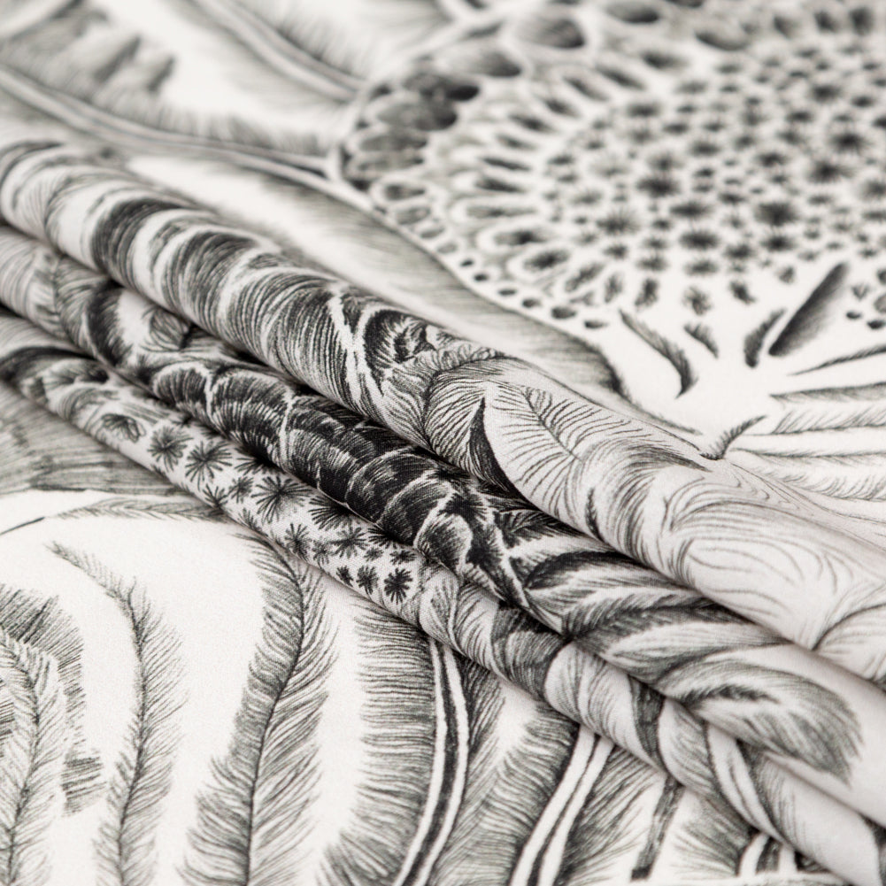 Cotton Voile - Black and White Sunflowers - Mood Exclusive Floral Hideaways Print Cotton Voile - Black and White Sunflowers - Mood Exclusive Floral Hideaways Print