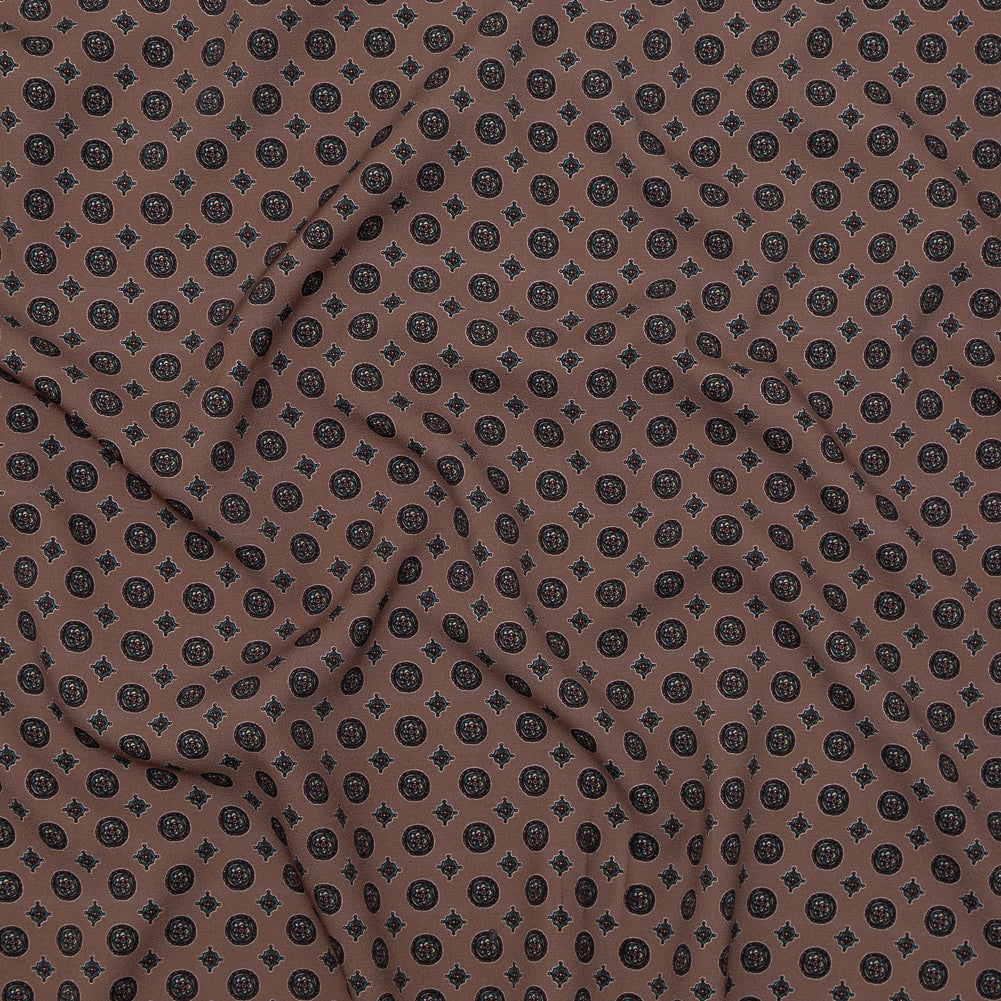 Stretch Polyester Crepe - Rose Taupe Medallions - Peaceful Ease Print - Mood Exclusive Kenko Collection Stretch Polyester Crepe - Rose Taupe Medallions - Peaceful Ease Print - Mood Exclusive Kenko Collection