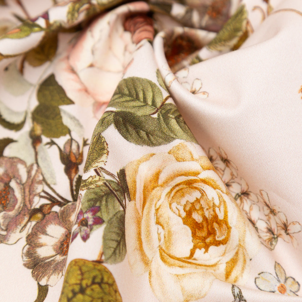 Stretch Cotton Sateen - Silver Peony Floral - Blossoms of the Heart Print - Mood Exclusive Kenko Collection Stretch Cotton Sateen - Silver Peony Floral - Blossoms of the Heart Print - Mood Exclusive Kenko Collection