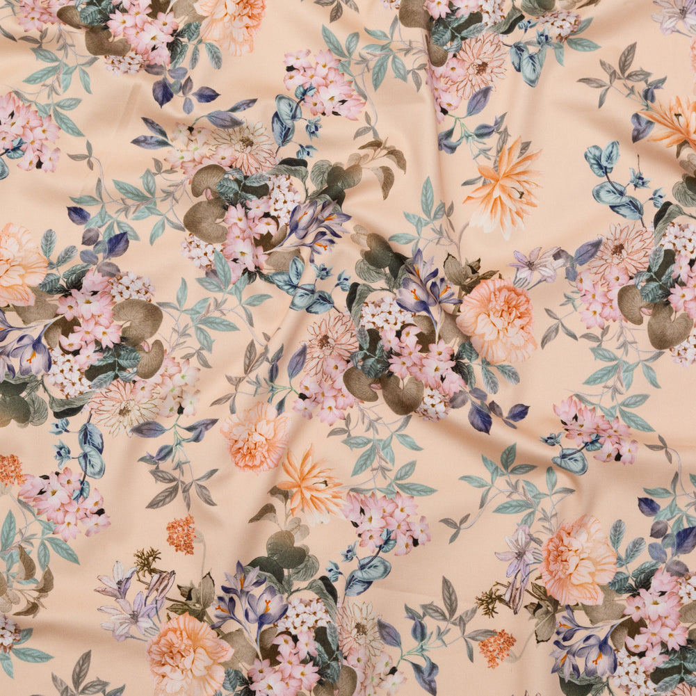 Stretch Cotton Sateen - Bisque Floral - Trifling Thoughts Print - Mood Exclusive Kenko Collection Stretch Cotton Sateen - Bisque Floral - Trifling Thoughts Print - Mood Exclusive Kenko Collection