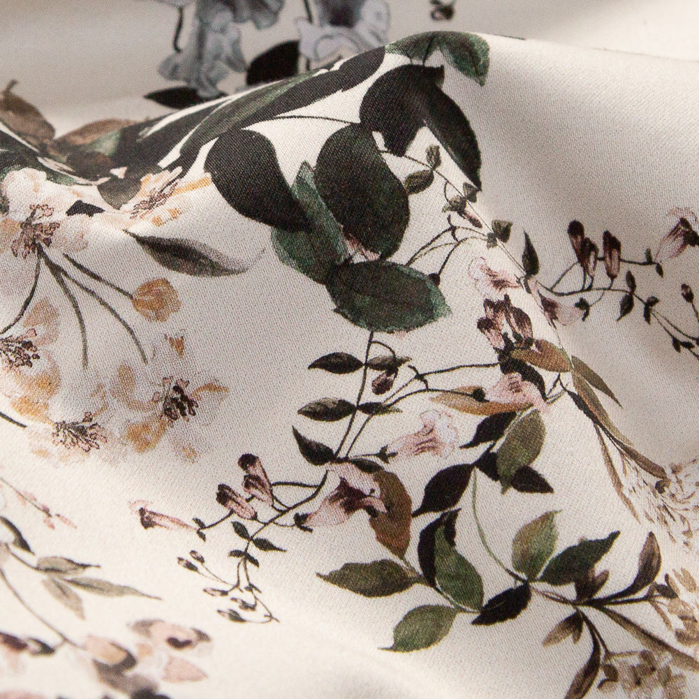 Stretch Cotton Sateen - Antique White Floral - Aesthetic Matters Print - Mood Exclusive Kenko Collection Detail Stretch Cotton Sateen - Antique White Floral - Aesthetic Matters Print - Mood Exclusive Kenko Collection Detail