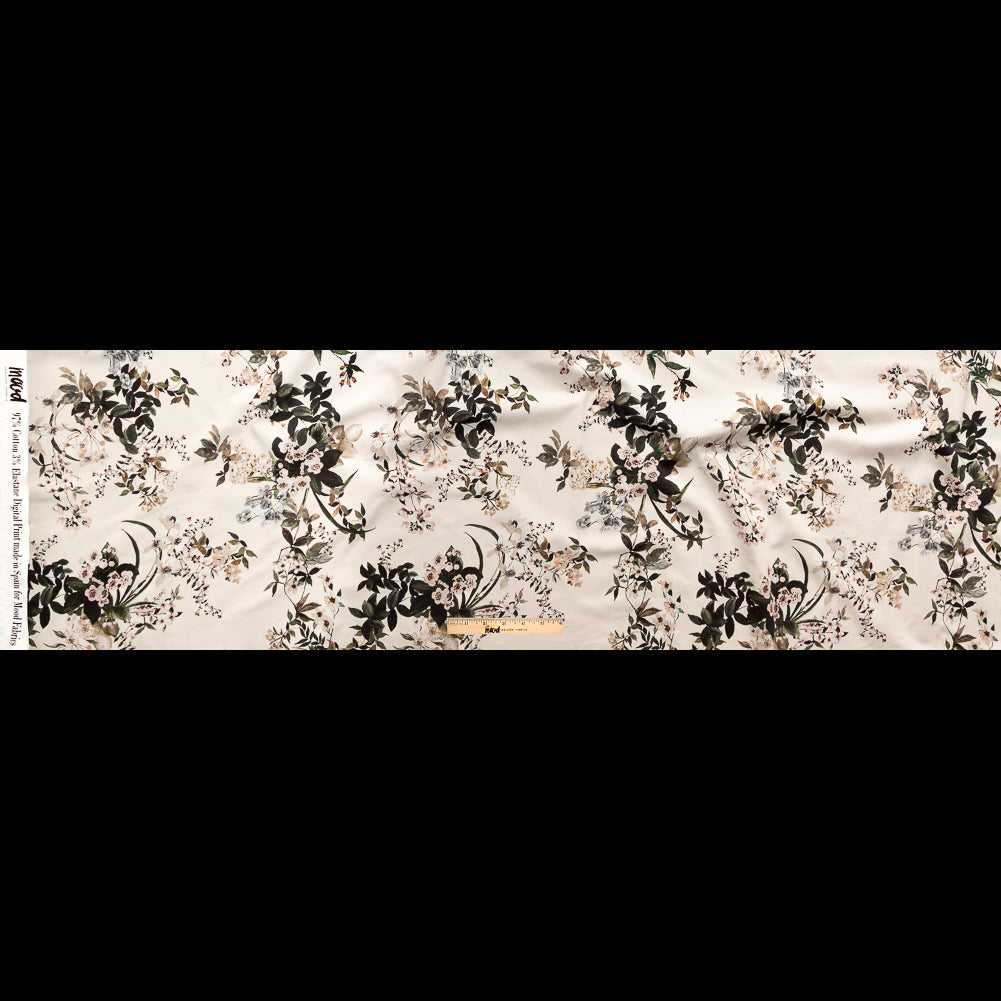 Stretch Cotton Sateen - Antique White Floral - Aesthetic Matters Print - Mood Exclusive Kenko Collection Full Stretch Cotton Sateen - Antique White Floral - Aesthetic Matters Print - Mood Exclusive Kenko Collection Full