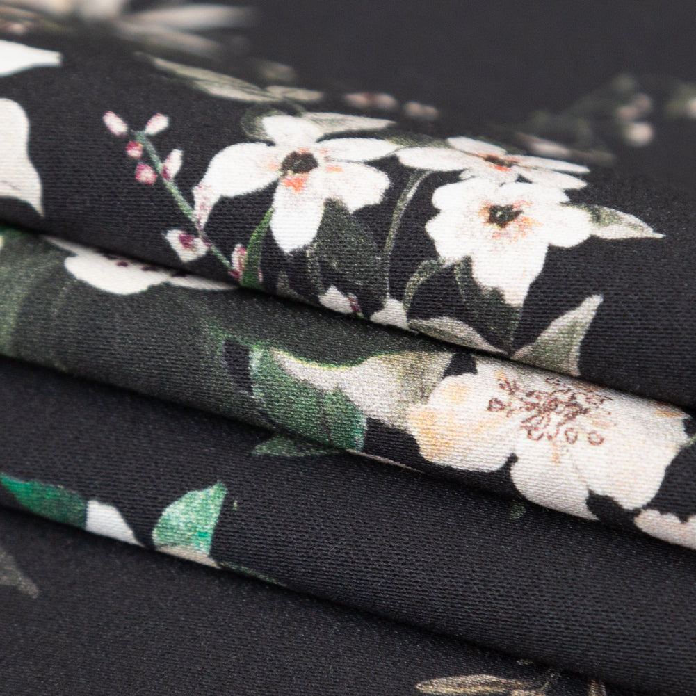 Stretch Cotton Sateen - Moonless Night Floral - Aesthetic Matters Print - Mood Exclusive Kenko Collection Stretch Cotton Sateen - Moonless Night Floral - Aesthetic Matters Print - Mood Exclusive Kenko Collection