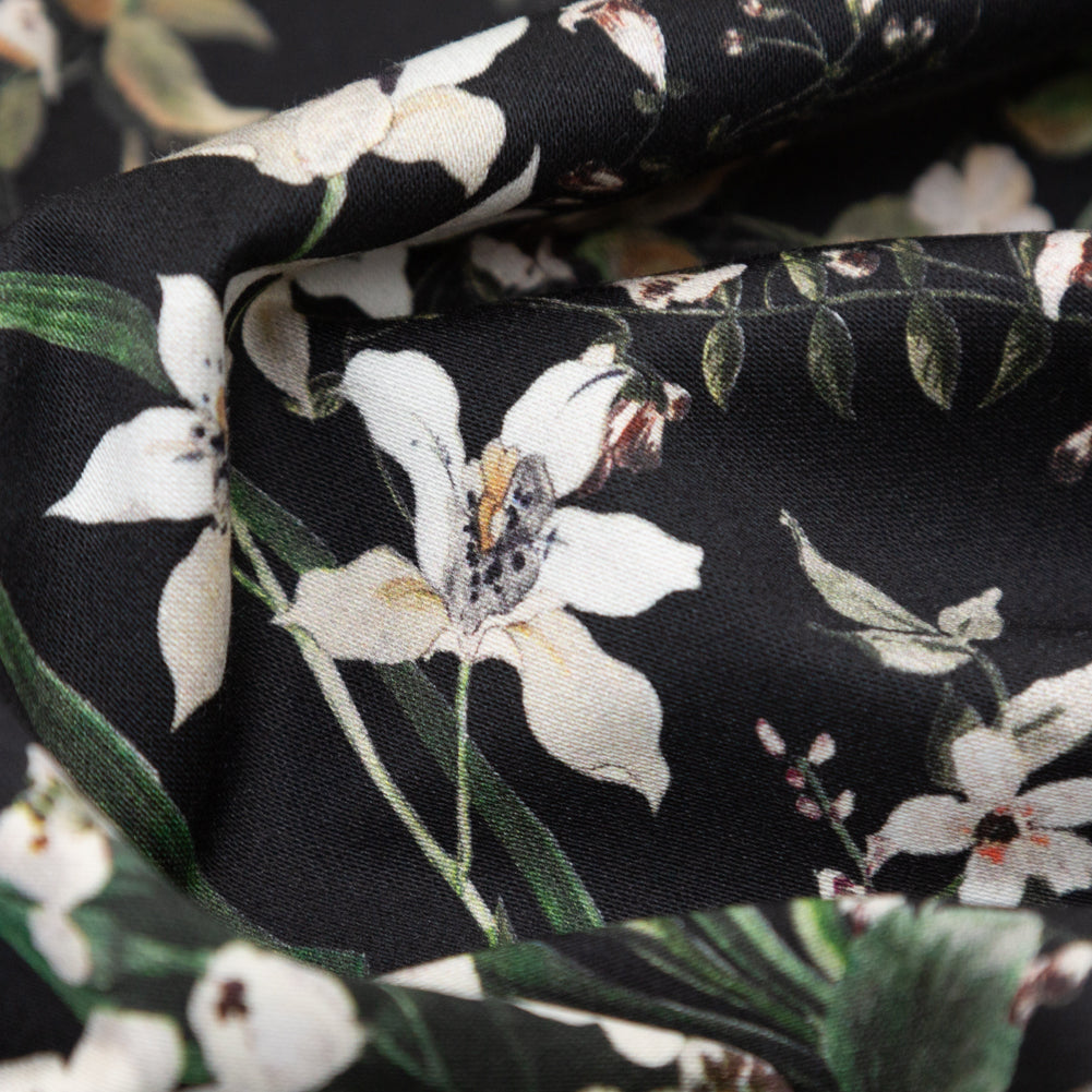 Stretch Cotton Sateen - Moonless Night Floral - Aesthetic Matters Print - Mood Exclusive Kenko Collection Stretch Cotton Sateen - Moonless Night Floral - Aesthetic Matters Print - Mood Exclusive Kenko Collection