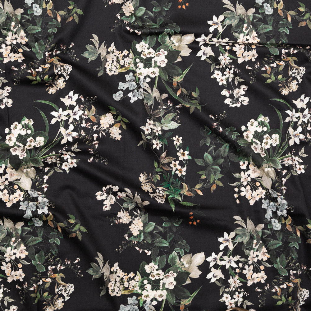Stretch Cotton Sateen - Moonless Night Floral - Aesthetic Matters Print - Mood Exclusive Kenko Collection Stretch Cotton Sateen - Moonless Night Floral - Aesthetic Matters Print - Mood Exclusive Kenko Collection
