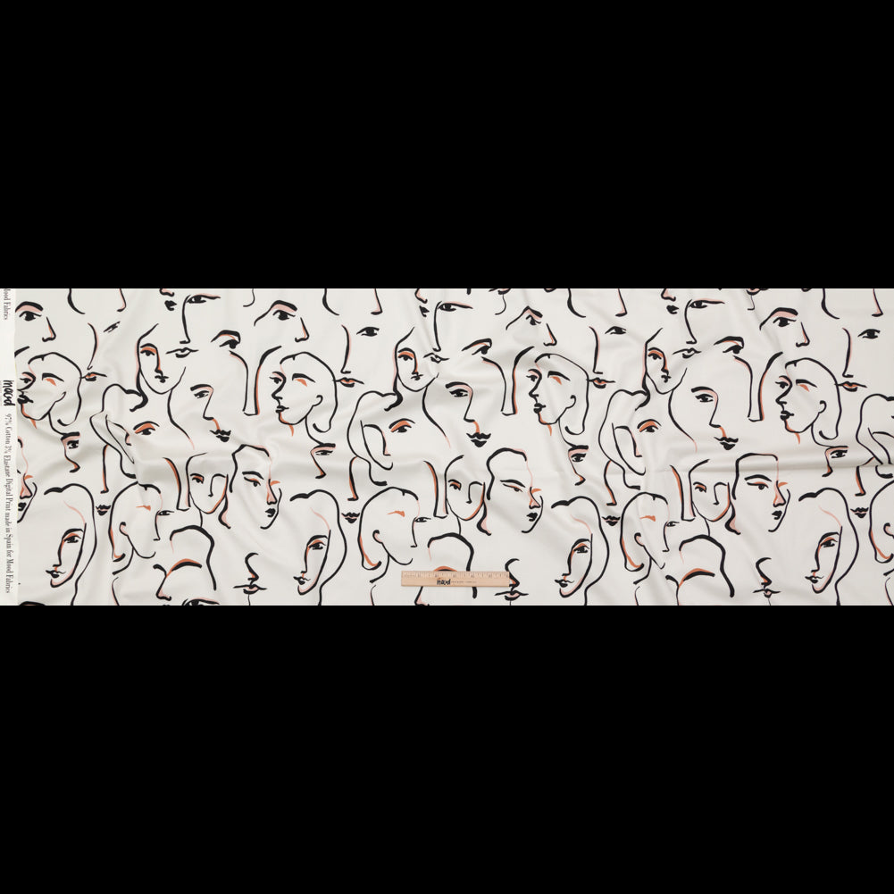 Stretch Cotton Sateen - Illustrative Faces - Abstract Concepts Print - Mood Exclusive Kenko Collection Full Stretch Cotton Sateen - Illustrative Faces - Abstract Concepts Print - Mood Exclusive Kenko Collection Full