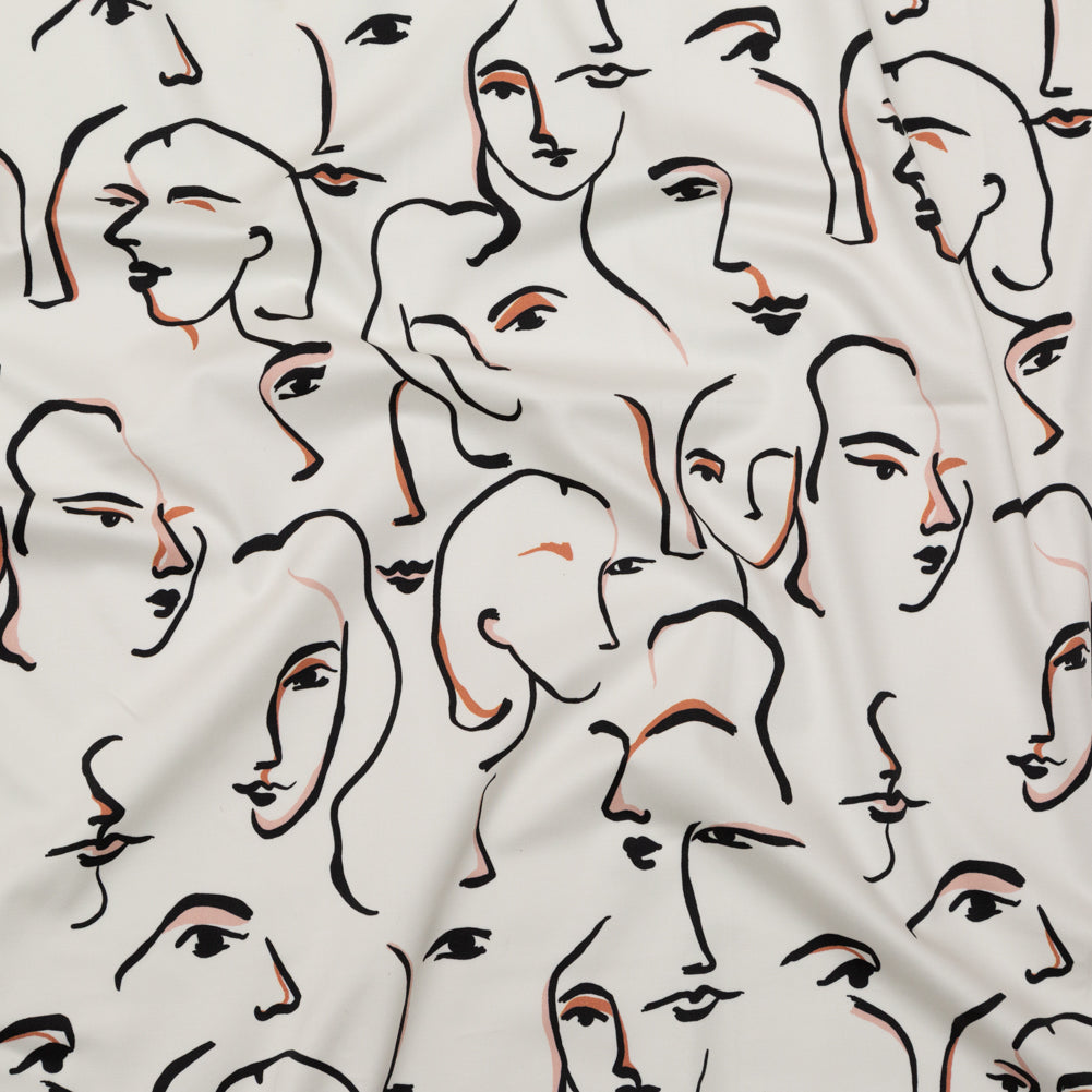 Stretch Cotton Sateen - Illustrative Faces - Abstract Concepts Print - Mood Exclusive Kenko Collection Stretch Cotton Sateen - Illustrative Faces - Abstract Concepts Print - Mood Exclusive Kenko Collection