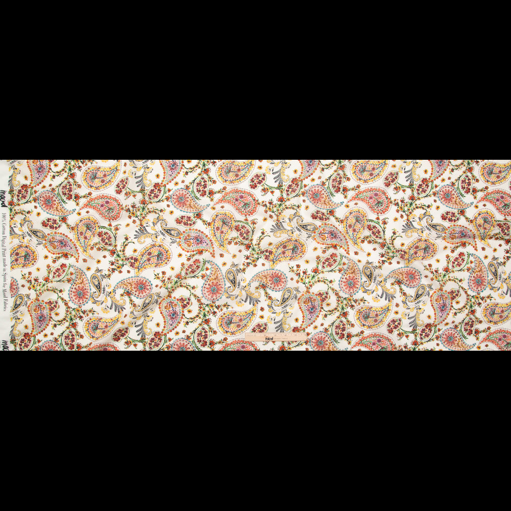 Cotton Voile - White and Red Paisley - Thought Impressions Print - Mood Exclusive Kenko Collection - Full Cotton Voile - White and Red Paisley - Thought Impressions Print - Mood Exclusive Kenko Collection - Full