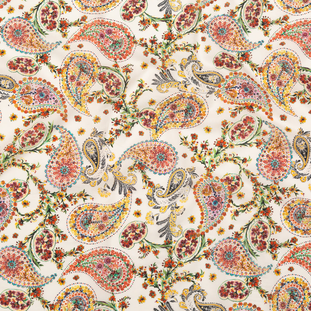 Cotton Voile - White and Red Paisley - Thought Impressions Print - Mood Exclusive Kenko Collection Cotton Voile - White and Red Paisley - Thought Impressions Print - Mood Exclusive Kenko Collection