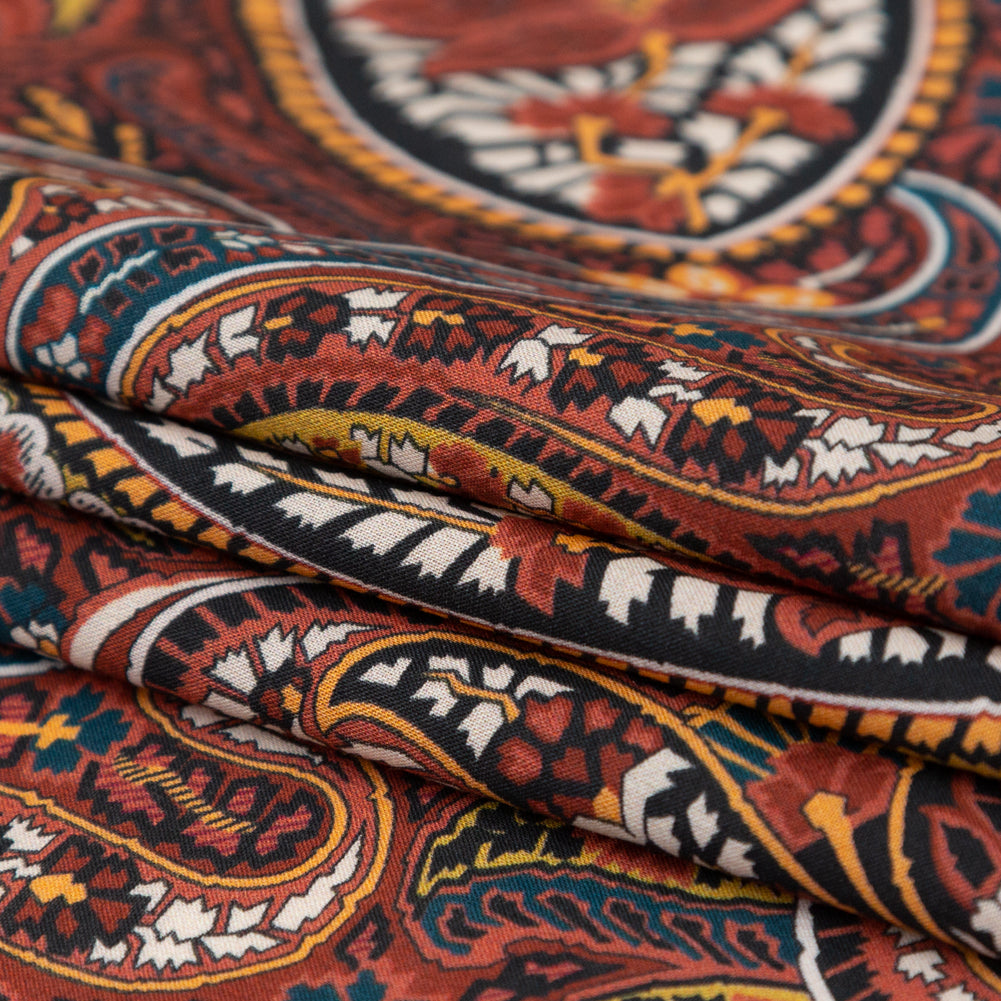 Cotton Voile - Brown and Red Paisley - Only By Luck Print - Mood Exclusive Kenko Collection Cotton Voile - Brown and Red Paisley - Only By Luck Print - Mood Exclusive Kenko Collection