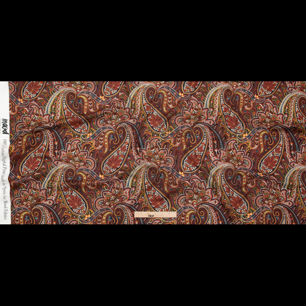 Cotton Voile - Brown and Red Paisley - Only By Luck Print - Mood Exclusive Kenko Collection Cotton Voile - Brown and Red Paisley - Only By Luck Print - Mood Exclusive Kenko Collection